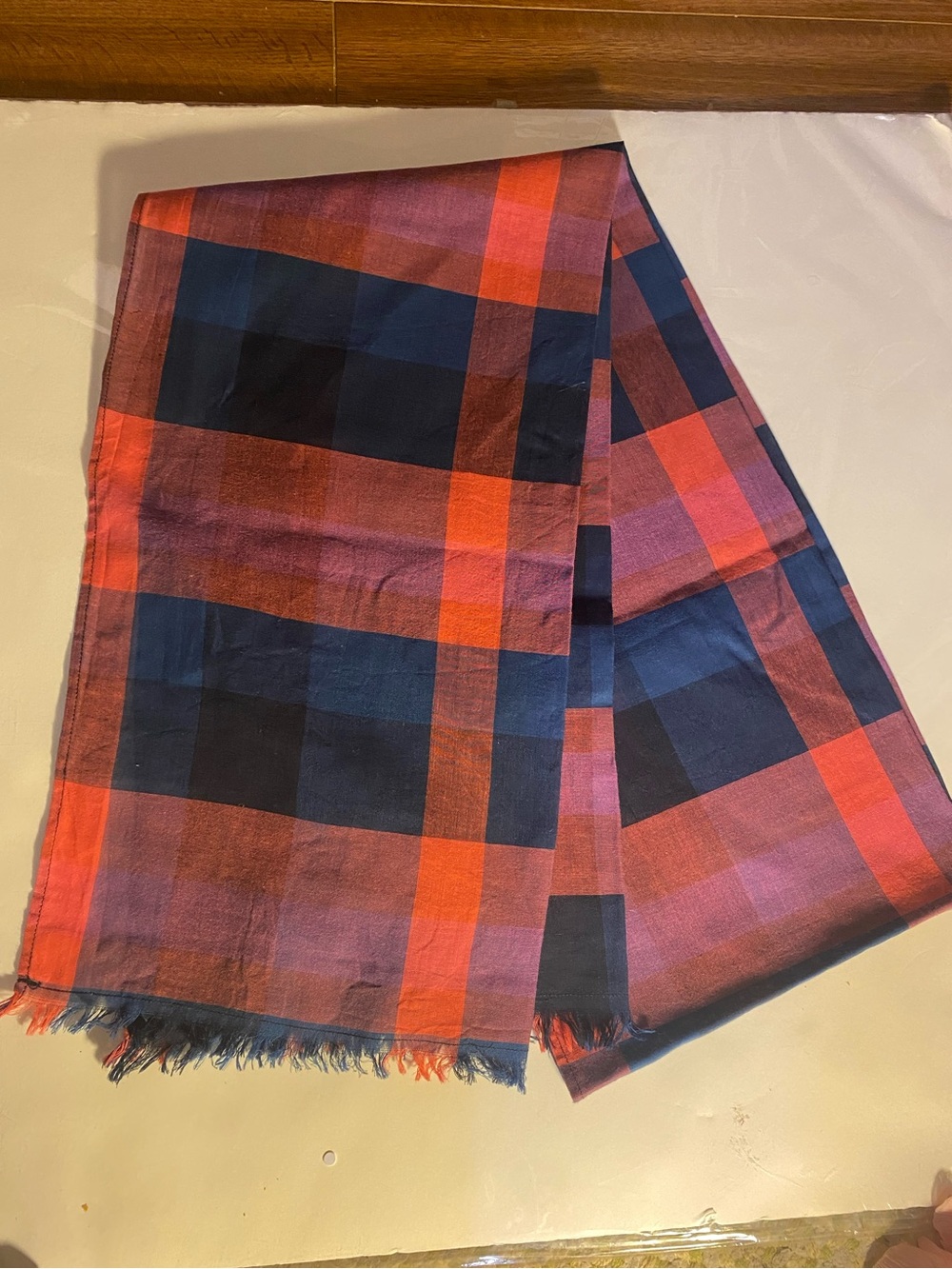 H&M Red, Navy & Purple Plaid Men's Scarf 100% cotton
